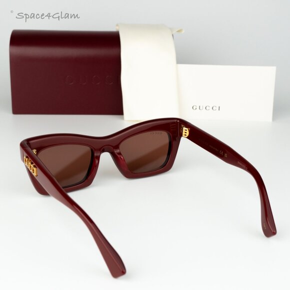 Gucci Women Sunglasses Burgundy Brown Cat Eye GG1773S 003 BRAND NEW main image 4